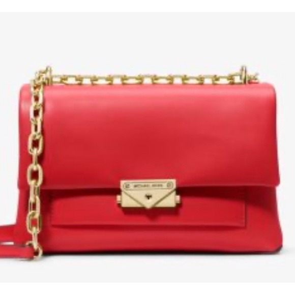 NWT Michael Kors Red Leather Shoulder Flap Purse New medium - Picture 1 of 3